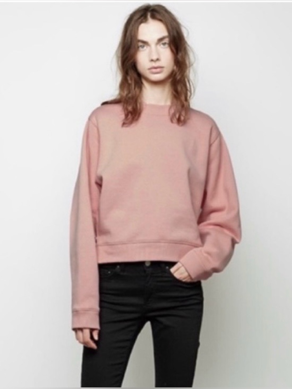 Acne studios bird side zip sweatshirt in pink size Small